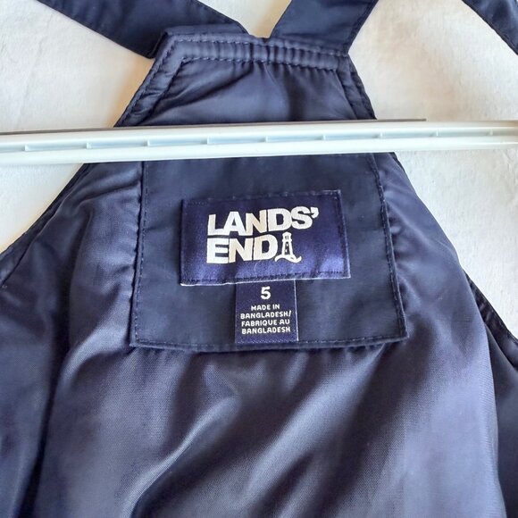 Lands End Kids Size 5 Navy Blue Snow Bib Overalls ow-A-Longs Feature - Picture 5 of 8